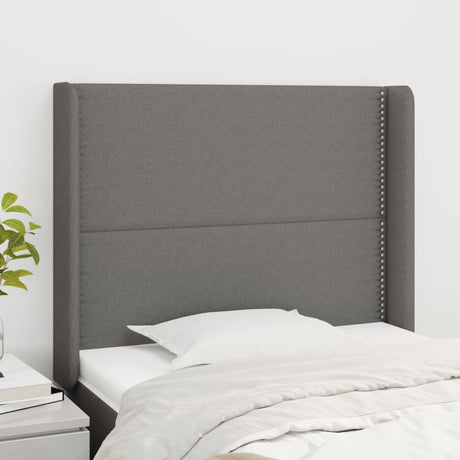 Vidaxl hoofdbord met randen 103x16x118 128 cm stof donkergrijs