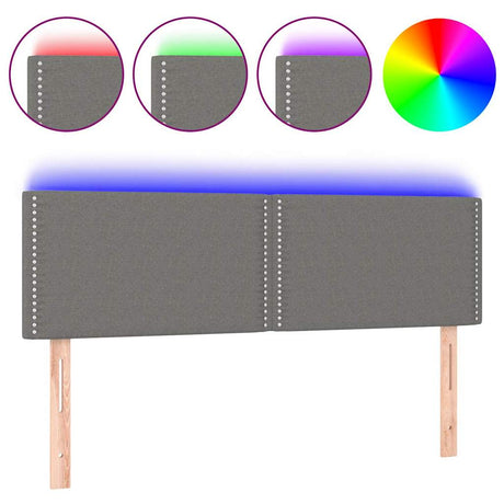 Vidaxl hoofdbord led 144x5x78 88 cm stof donkergrijs