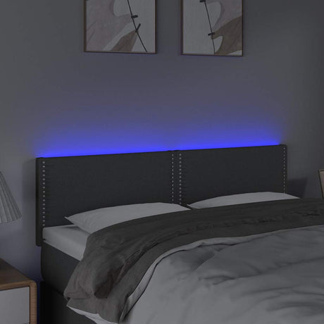 Vidaxl hoofdbord led 144x5x78 88 cm stof donkergrijs