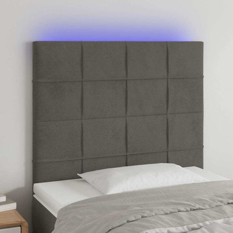 Vidaxl hoofdbord led 90x5x118 128 cm fluweel donkergrijs