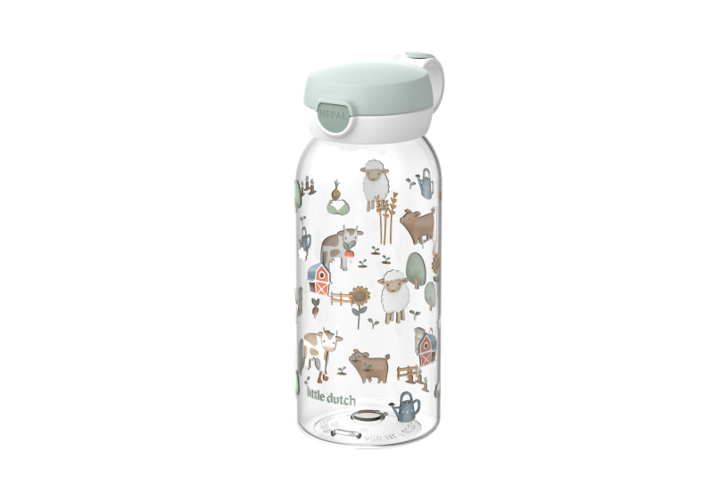 Mepal drinkfles met flipdop campus - 600 ml - waterfles kinderen - lekdicht - hygiënische deksel - little farm