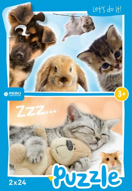 Puzzle Rebo 2x24 pezzi - baby anima