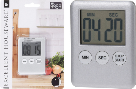Eccellente timer da cucina per casalinghi 70x55x10mm argento