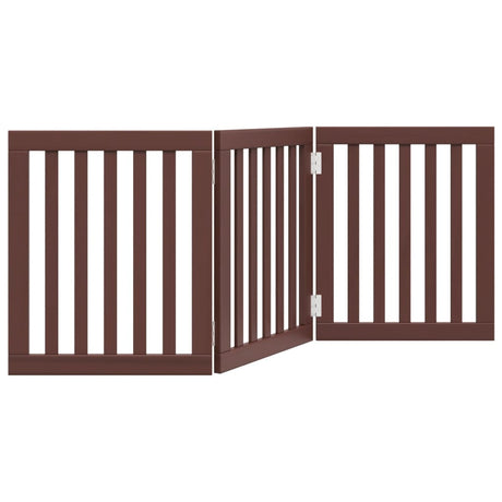 Cancello per cani pieghevole Vidaxl 3 pannelli 150 cm in legno di pioppo marrone