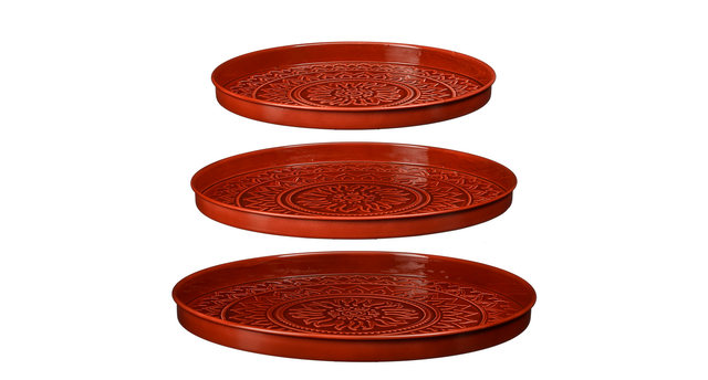 Medina tray rood set van 3 - h3xd40cm