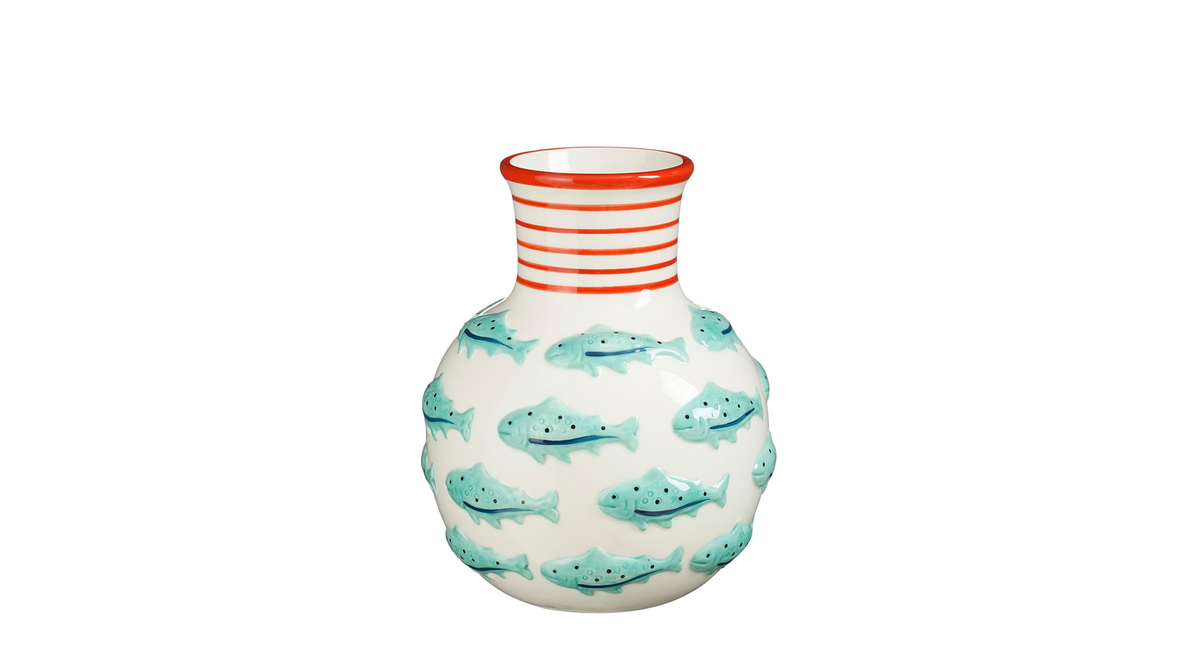 Vaas vis blauw - h19,5xd16cm