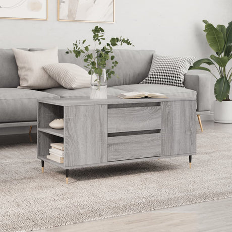 Vidaxl salontafel 102x44,5x50 cm bewerkt hout grijs sonoma eikenkleur