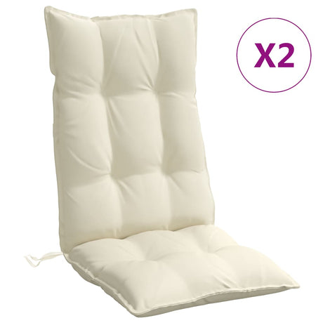 Cuscini per sedia VidaXL 2 pezzi in tessuto oxford con schienale alto color crema
