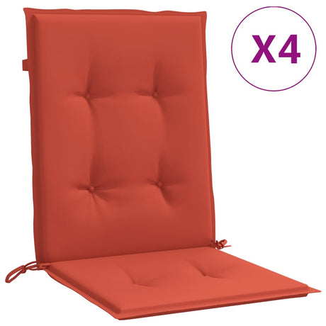 Cuscini per sedia VidaXL 4 pezzi schienale basso 100x50x4 cm tessuto misto rosso