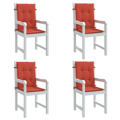Cuscini per sedia VidaXL 4 pezzi schienale basso 100x50x4 cm tessuto misto rosso