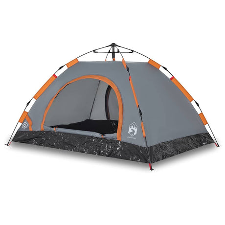 Tenda VidaXL per 2 persone a sgancio rapido grigia e arancione