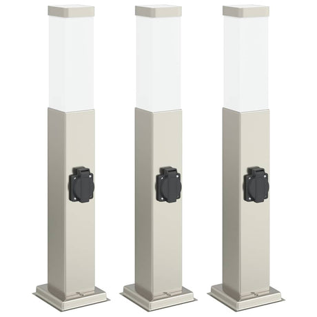 Illuminazione a paletto Vidaxx con presa 3 pezzi 50 cm in acciaio inossidabile IP44