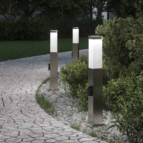 Illuminazione a paletto Vidaxx con presa 3 pezzi 50 cm in acciaio inossidabile IP44