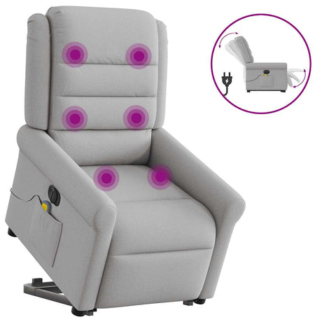 Vidaxl sta-op-massagestoel elektrisch verstelbaar stof wolk grijs