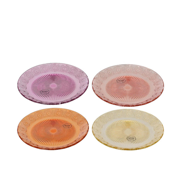 Decoris piatto colazione in vetro ø18xh1,5cm 4 assortiti