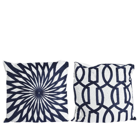 Cuscino decorativo per interni Decoris in poliestere e cotone blu bianco 43x43 cm 2 disegni assortiti