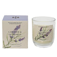 Candela profumata Decoris in vetro lavanda e camomilla 20% cera al burro di karitè dia7,8x9 cm 20 ore di combustione
