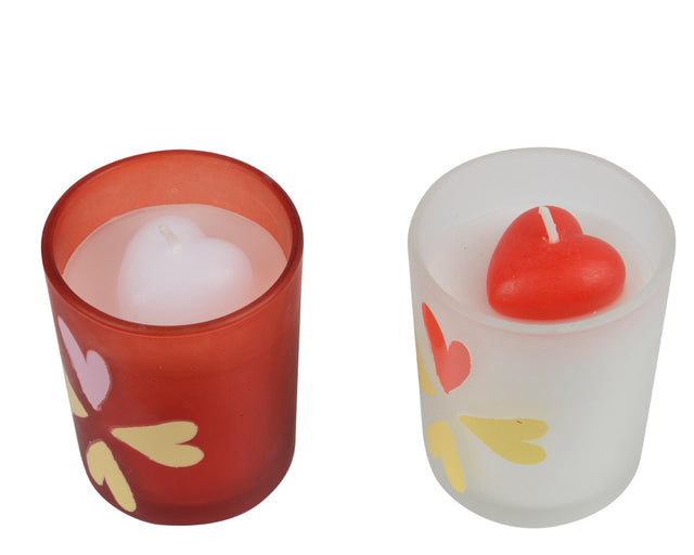 Candela Decoris in vetro h6.8cm cuore
