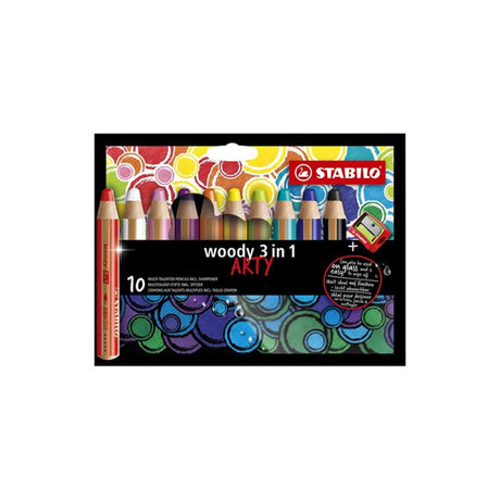Abi stlo woody 3 in 1 matite colorate arty astuccio da 10 pezzi + temperino
