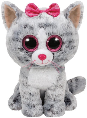 Ty beanie kiki gatto peluche - 24 cm - peluche - occhi grandi - papillon - peluche gatto