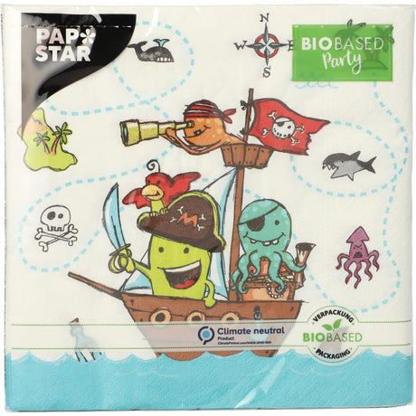 Papstar set 20 tovaglioli equipaggio pirata a 3 strati 33x33 cm