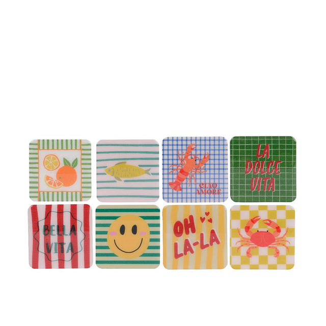 Sottobicchiere Decoris con stampa in legno 9,5x9,5x0,5cm