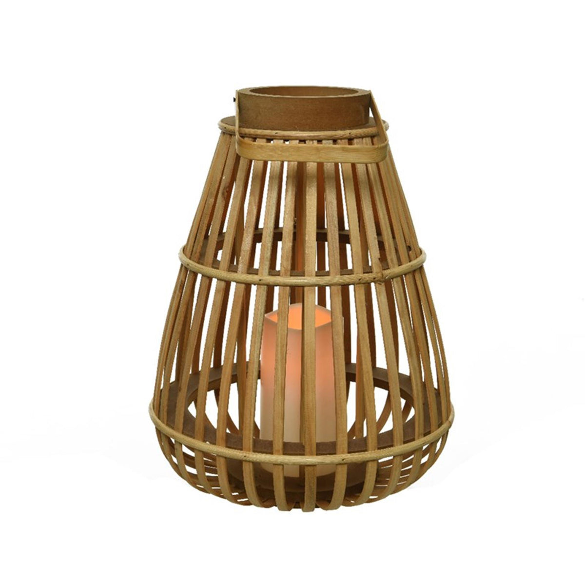 Decoris lumineo Lanterna LED bambù 25x25x27,5 cm (escl. 3 batterie AAA)