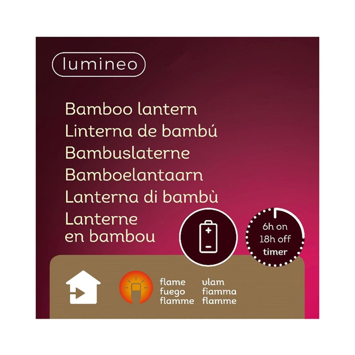Decoris lumineo Lanterna LED bambù 25x25x27,5 cm (escl. 3 batterie AAA)