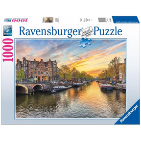 Puzzle Ravensburger La riva del canale di Amsterdam