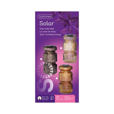 Lampada da tavolo solare Lumineo LED ø12-h25cm vetro disponibile in 3 diversi colori