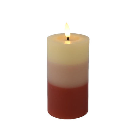 Candela LED Lumineo con sfumatura di colore per interni con effetto fiamma e timer dia7x15cm terra funziona con batterie 2xaaa (escl)<br> <br>