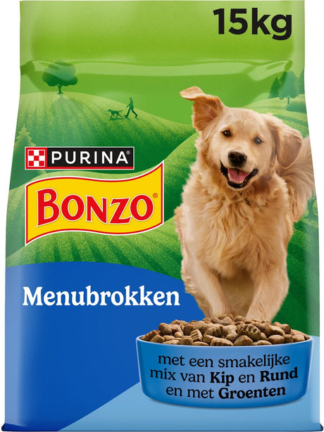 Bonzo menu bocconcini adulto - cibo secco per cani - pollo verdure - 15 kg