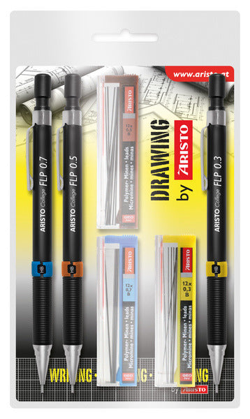Set portamine Aristo AR-23559 HB 0,35 0,5 0,7 mm con mine gratuite
