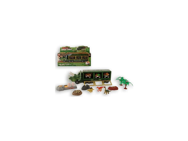 Dino camion da 34 cm con 3 macchinine dinosauri sparatutto a frizione
