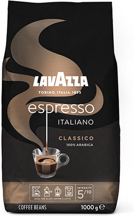 Lavazza espresso italiano classico caffè in grani - caffè 100% arabica in grani - intensità 5 10 - 1 kg