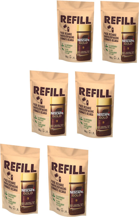 Nescafé gold confezione ricarica caffè solubile - 6 buste x 150g - confezione risparmio