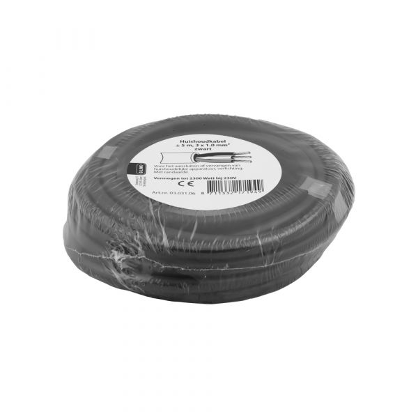 Cavo domestico 3x1.0 nero 5 metri