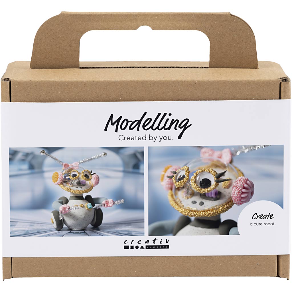 Azienda creativa https: www.cchobby.nl mini-hobbyset-boetseren-robot-grey-pink-1-doos