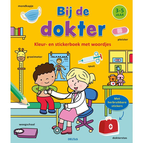 Il libro da colorare e con adesivi di Delta con parole - nello studio del medico