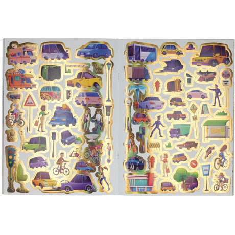 Libro da colorare e con adesivi per veicoli super belli