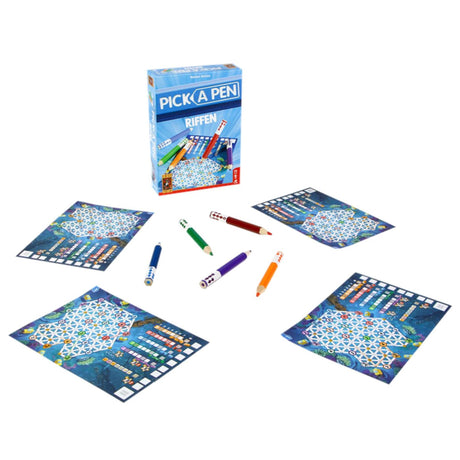999games 999 giochi - scegli una penna - riff - gioco di dadi - dadi con matite - fogli di punteggio di 3 diversi livelli - gioco da tavolo - gioco per famiglie - piccolo regalo - contiene regole del gioco in NL e EN
