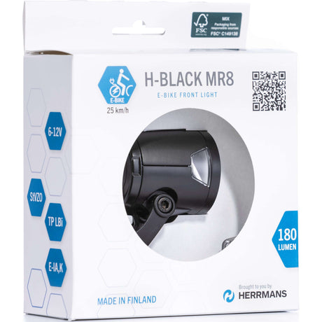Faro anteriore Herrmans h-black mr8 dinamo on off 180 lumen nero