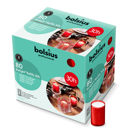 Ricarica Bolsius relight rosso ø52x64 mm 30 ore (80 pezzi)