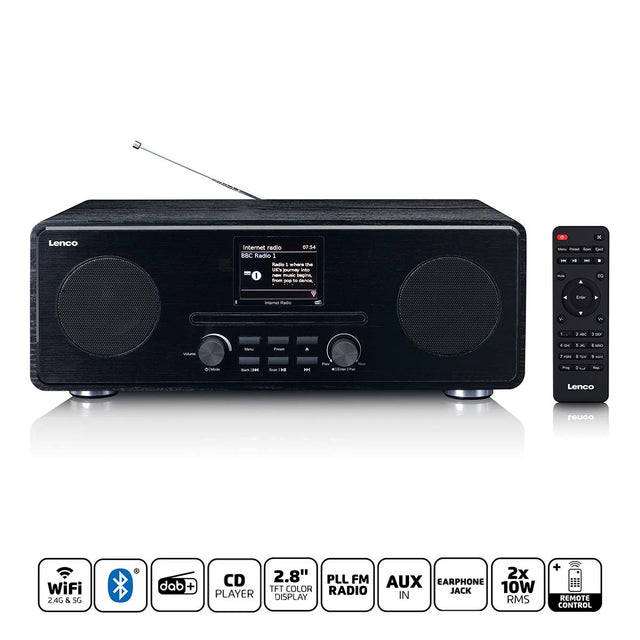 Radio FM Lenco Internet dab+ con lettore CD e Bluetooth® nero - dir-260bk