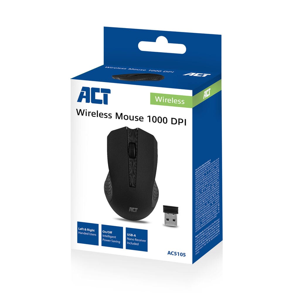 Atto mouse wireless, 1000 dpi, nero