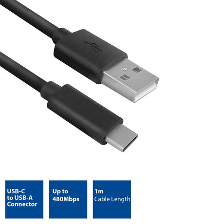 Cavo di collegamento Act USB 2.0 c maschio - un maschio da 1 metro, borsa con cerniera