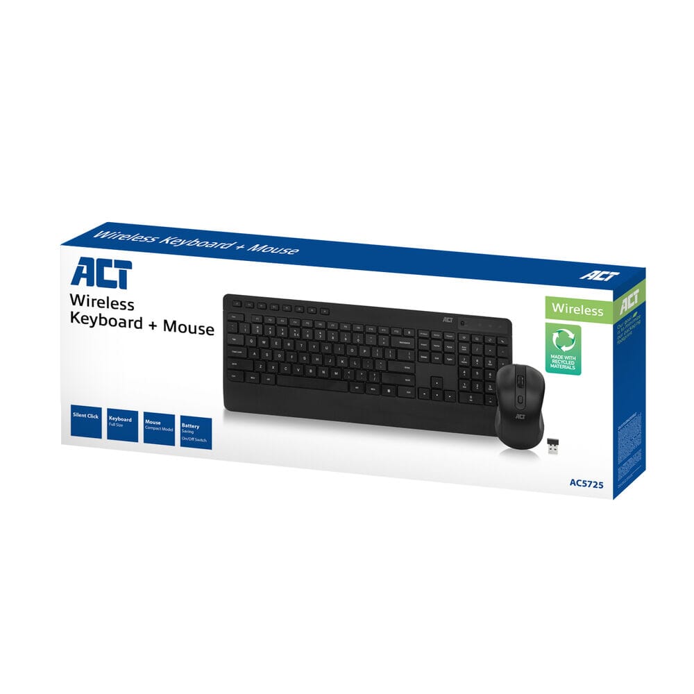 Tastiera e mouse Act ac5725 wireless qwerty nero