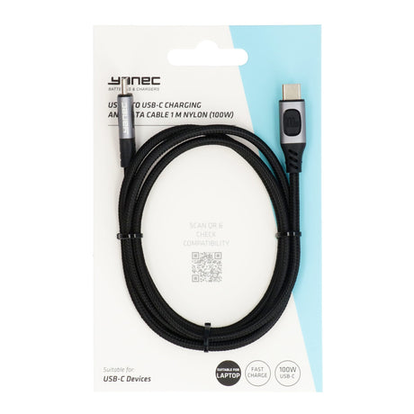 Cavo di ricarica e dati Yanec da USB-C a USB-C da 1 m in nylon (100 w)
