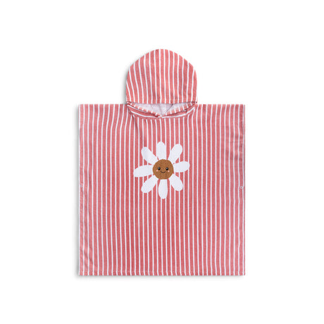 Fiore della margherita | poncho da spiaggia in cotone bianco rosso 65 x 65 cm