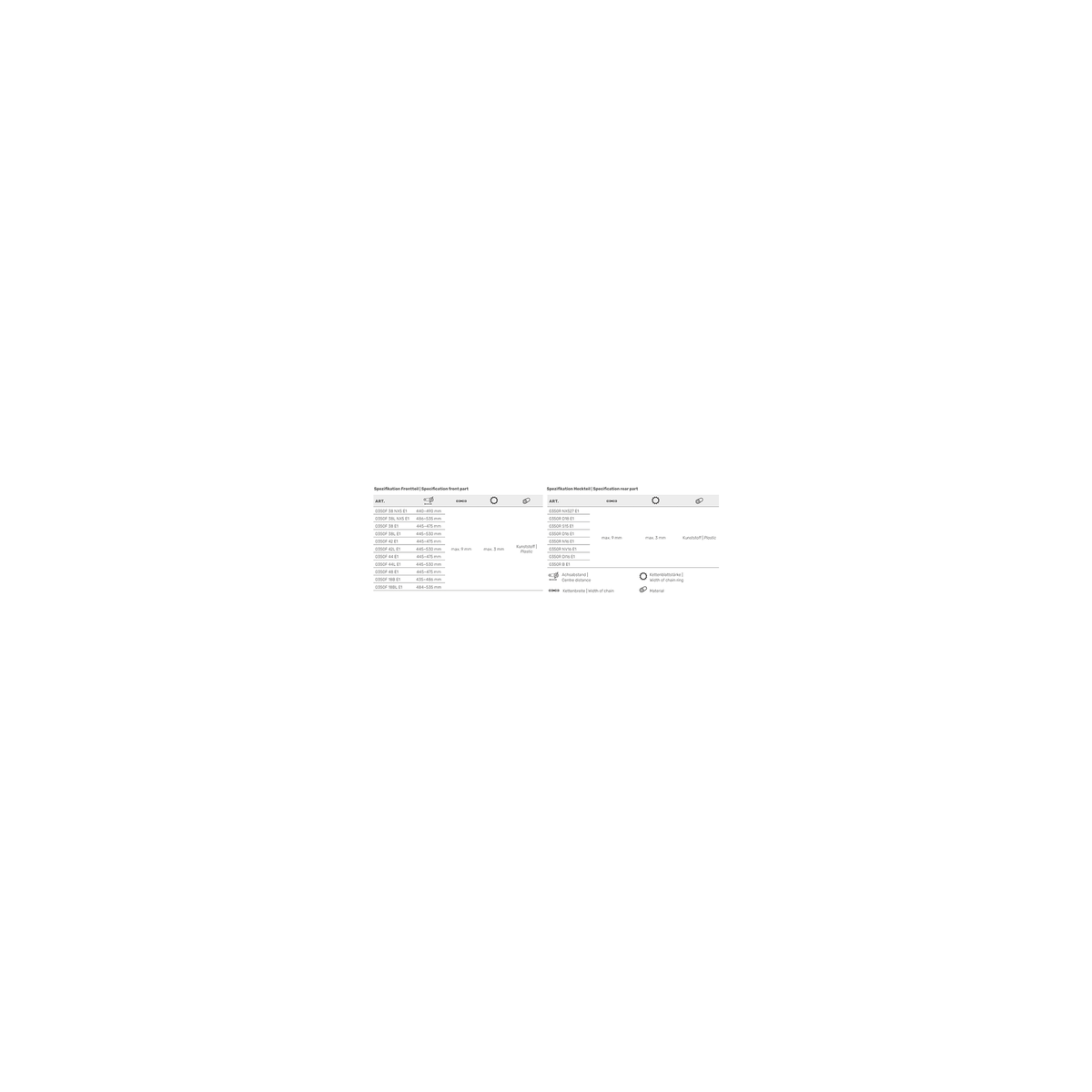 Hebie Front Piece Chainglider 44T